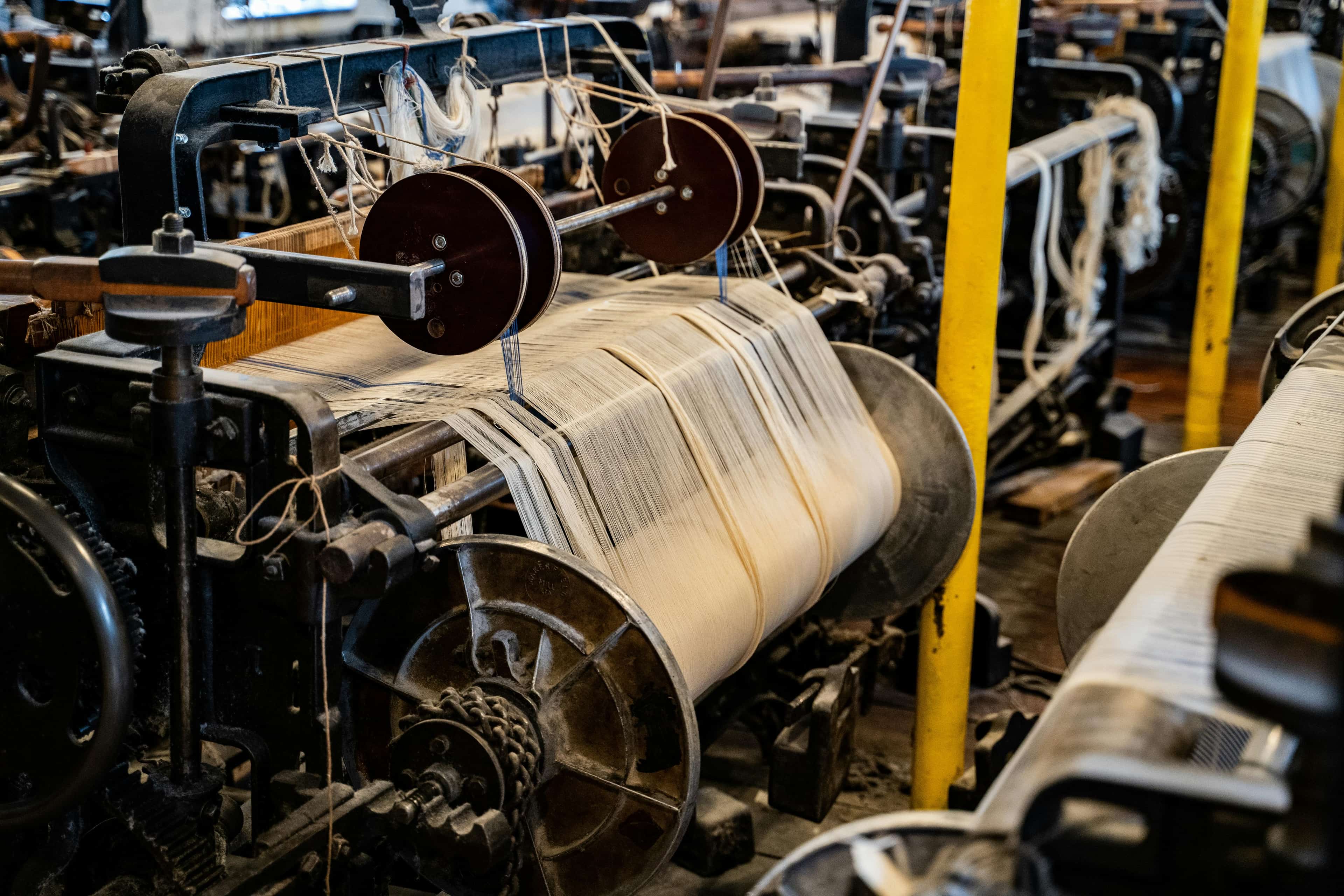 Textile production floor — bulk scarf manufacturing India